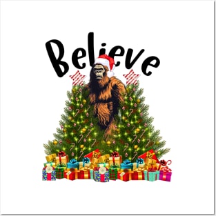 Believe in Big foot Christmas Funny Weird Posters and Art